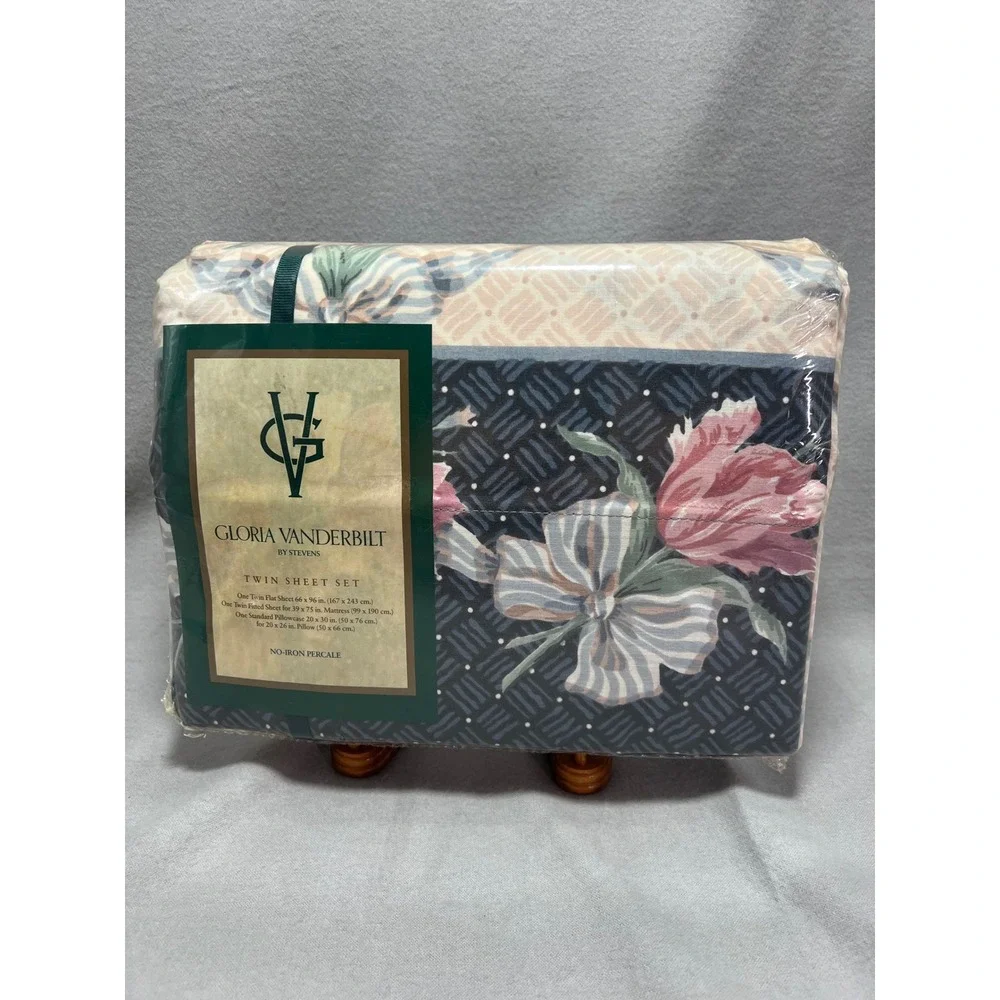 Gloria Vanderbilt Sheet Set NOS Vintage 90s Floral Nightingale Cottagecore Twin